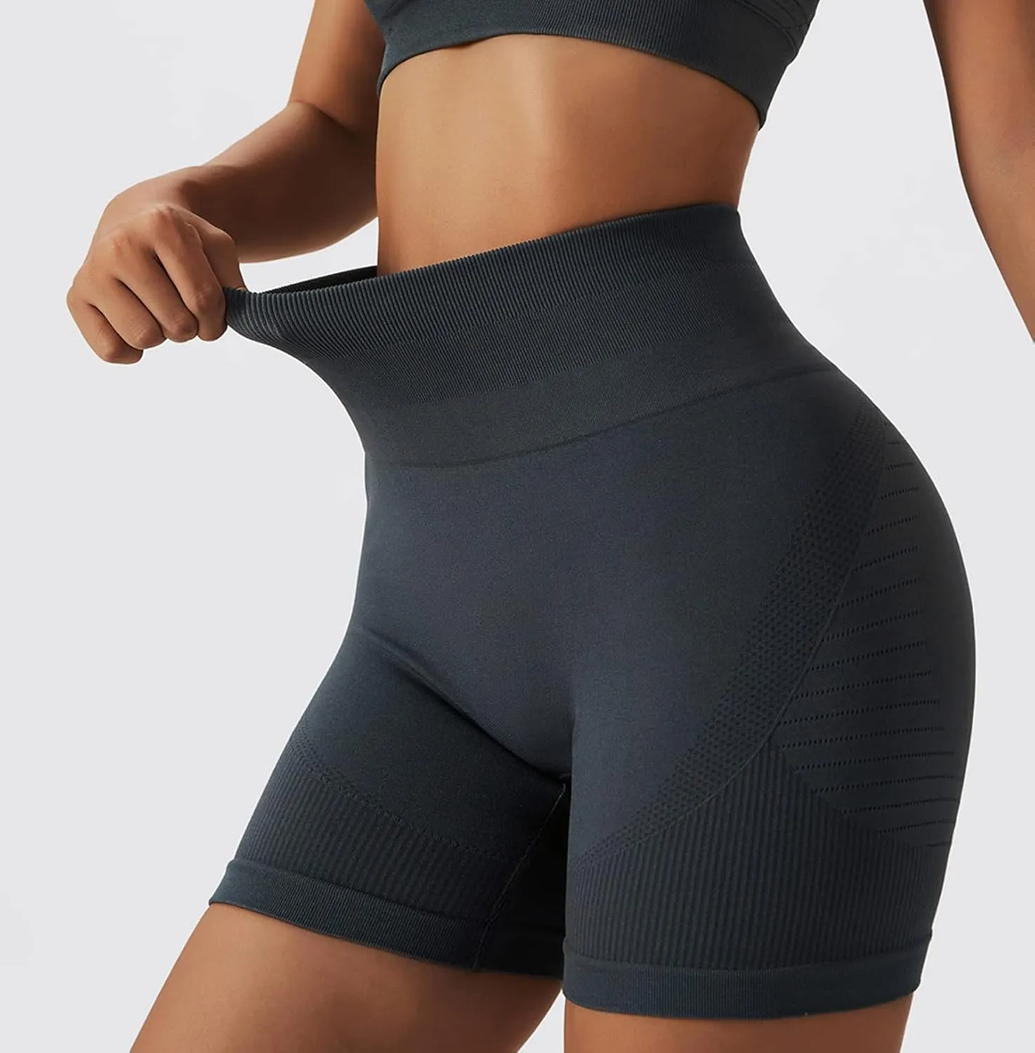 ABOCIW Workout Sets for Women 2 Piece Seamless Ribbed Tank Top Sport Bra High Waist Biker Shorts GYM Yoga Exercise Outfits