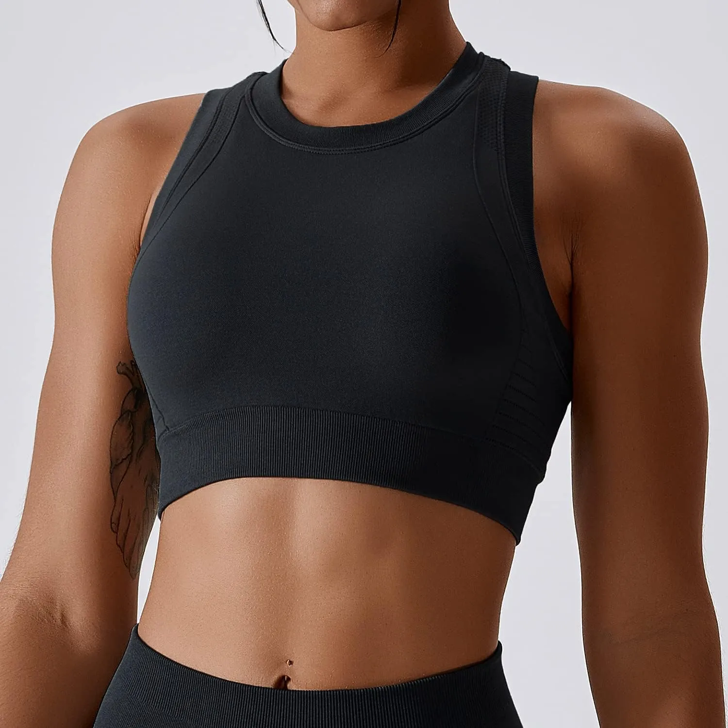 ABOCIW Workout Sets for Women 2 Piece Seamless Ribbed Tank Top Sport Bra High Waist Biker Shorts GYM Yoga Exercise Outfits