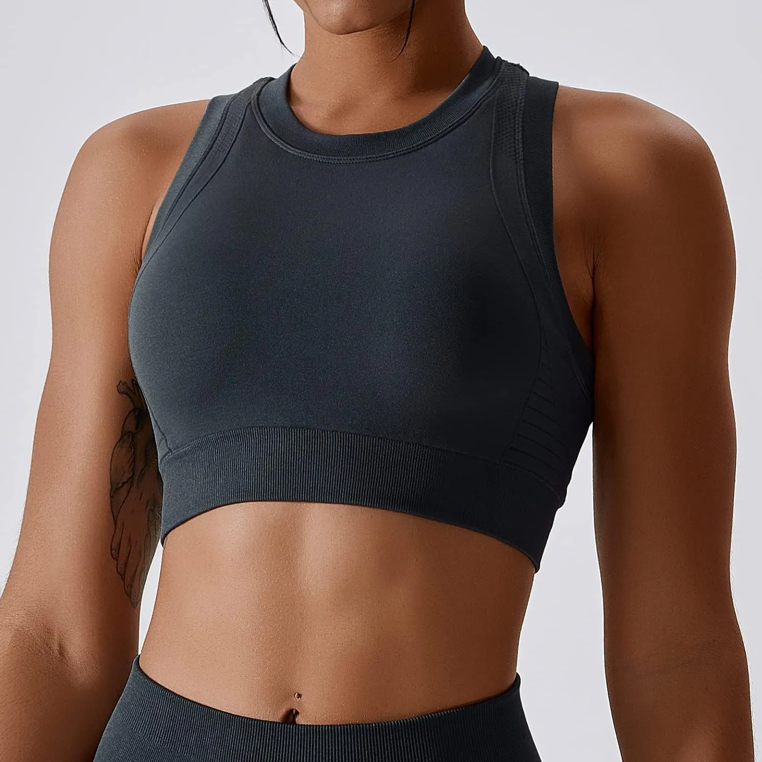 ABOCIW Workout Sets for Women 2 Piece Seamless Ribbed Tank Top Sport Bra High Waist Biker Shorts GYM Yoga Exercise Outfits