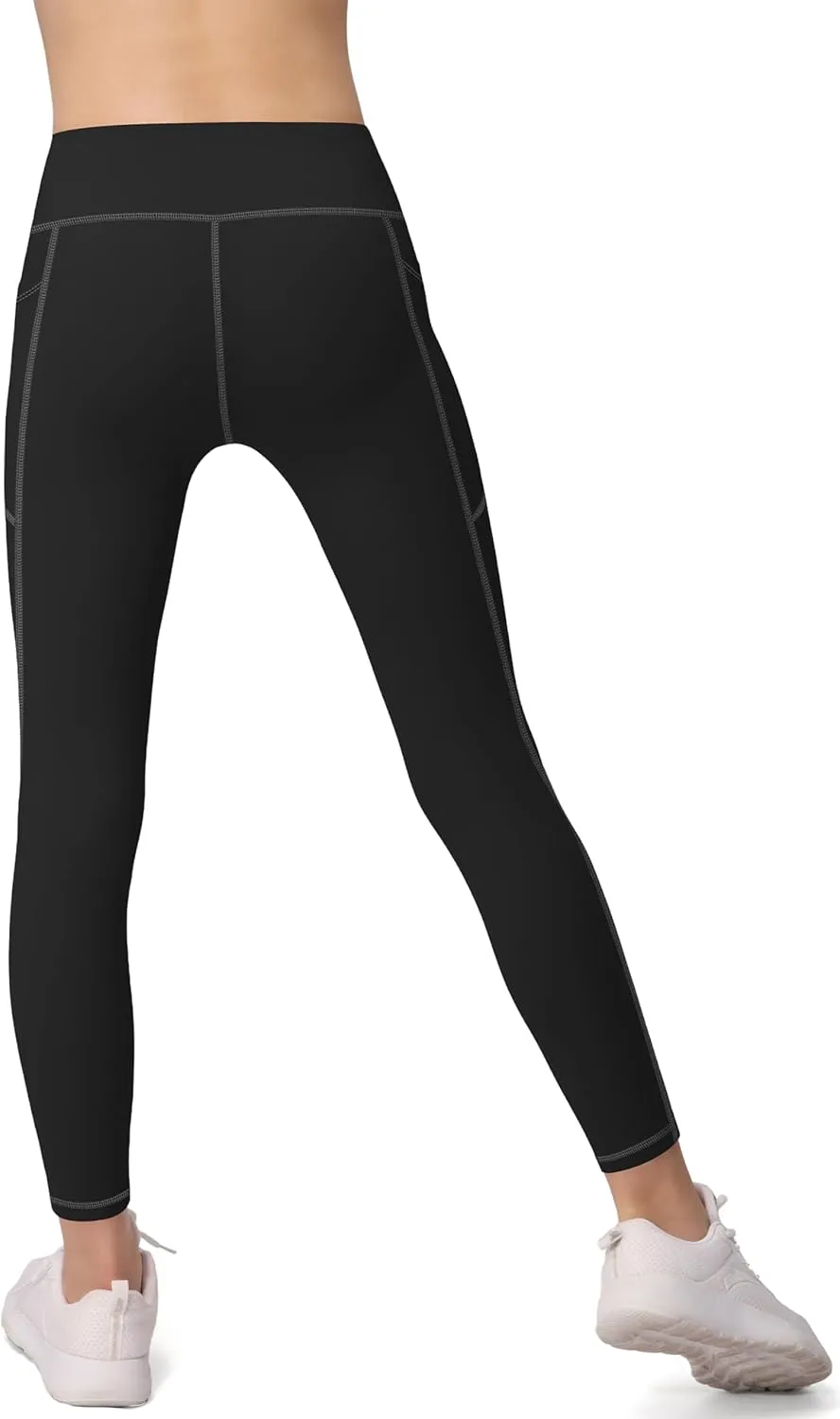 AENLLEY Girls Activewear Leggings with 2 Pockets - Kids Dance Workout Yoga Pants for Athletic Pack of 4