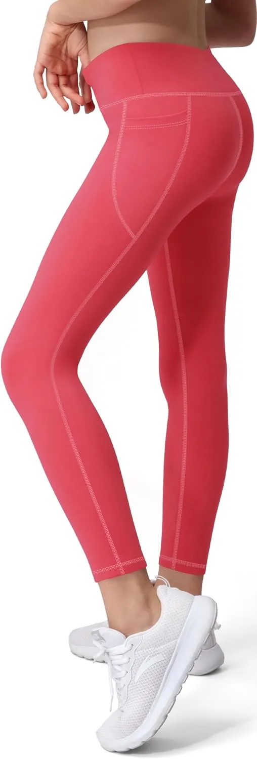 AENLLEY Girls Activewear Leggings with 2 Pockets - Kids Dance Workout Yoga Pants for Athletic Pack of 4