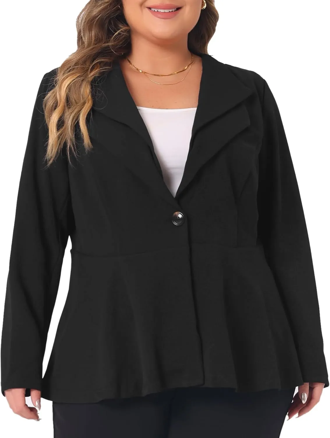 Agnes Orinda Plus Size Women's Casual Blazers Work Office Dressy Double Notch Lapel 2023 Peplum Jacket Blazer