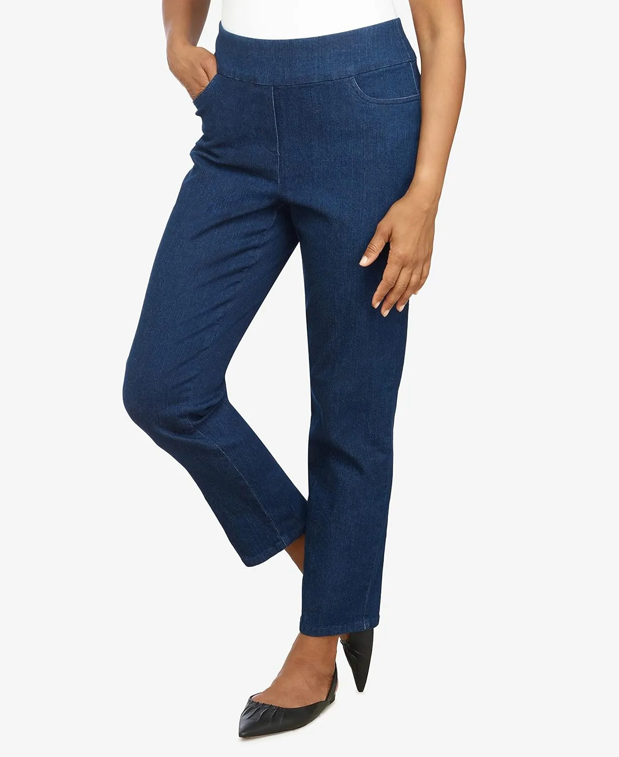 Alfred Dunner Womens Petite Super Stretch Mid-Rise Average Length Pant