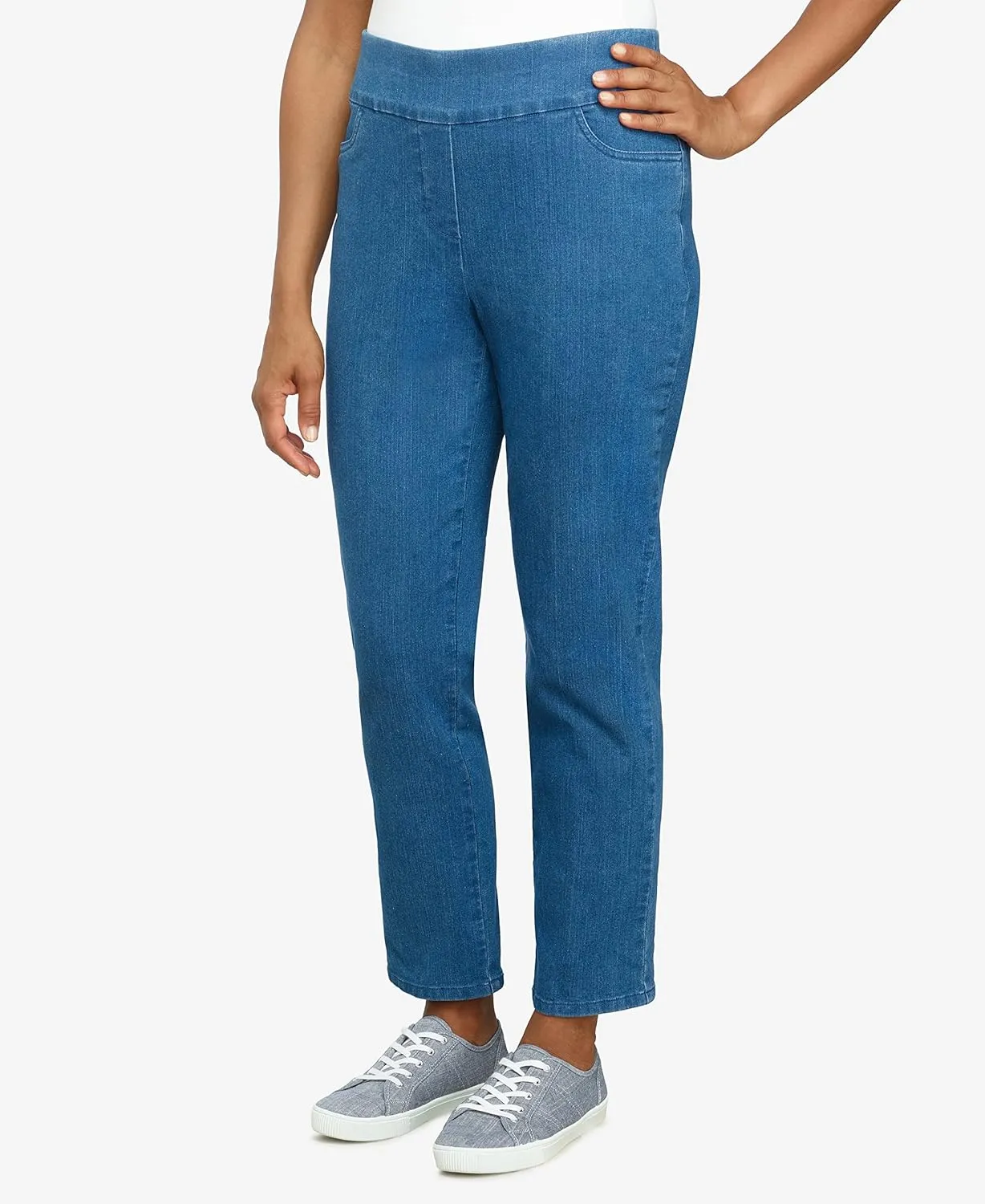 Alfred Dunner Womens Petite Super Stretch Mid-Rise Average Length Pant