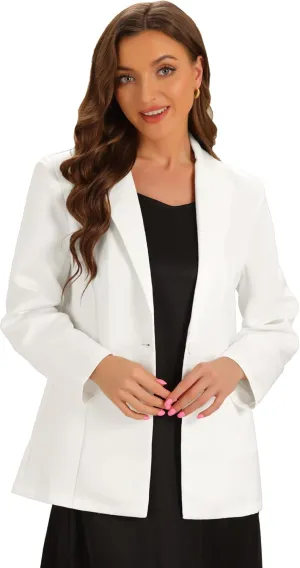 Allegra K Casual Blazers for Women's Long Sleeve Lapel Open Front Button with Pockets Work Blazer Jackets