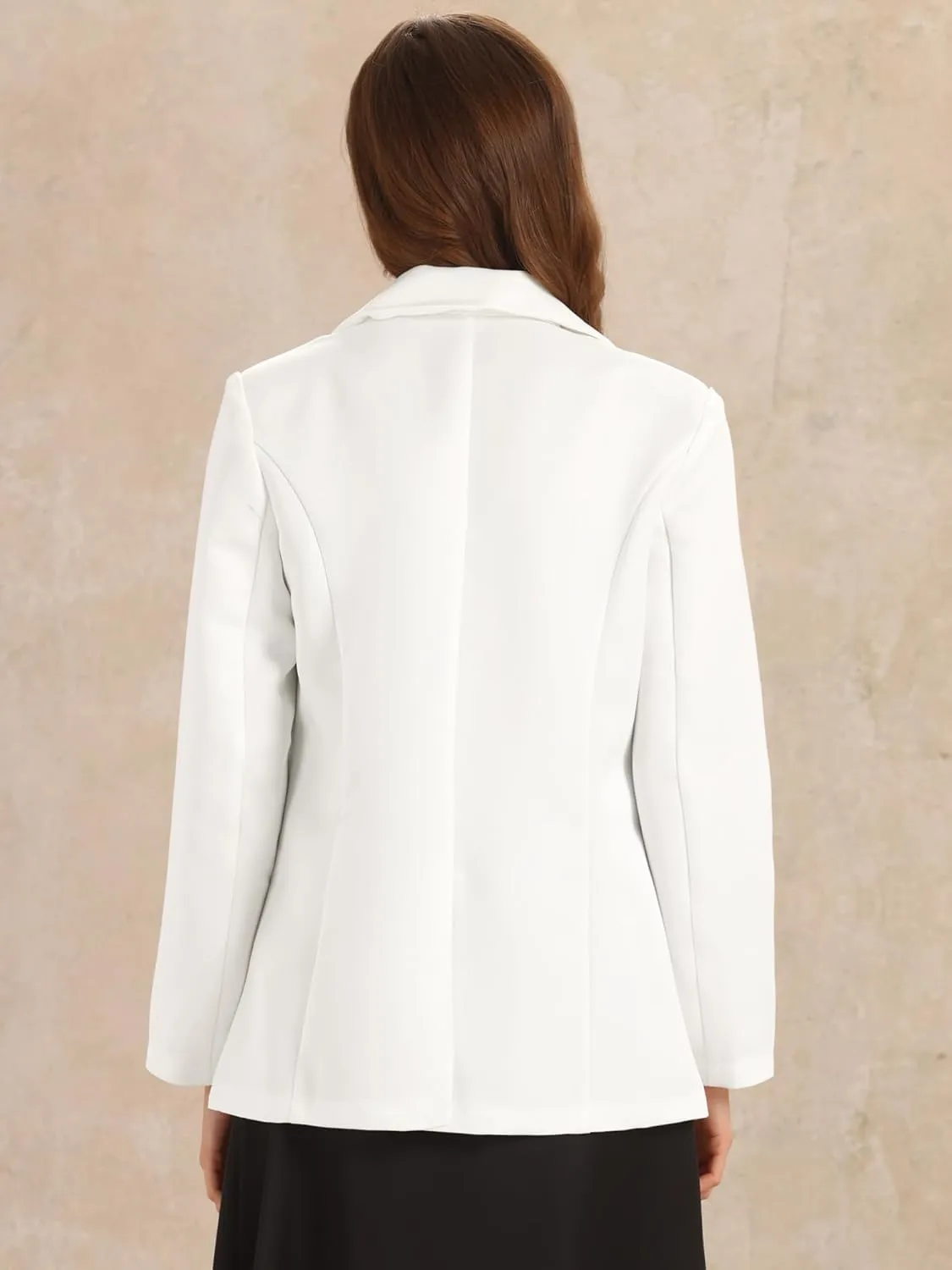 Allegra K Casual Blazers for Women's Long Sleeve Lapel Open Front Button with Pockets Work Blazer Jackets