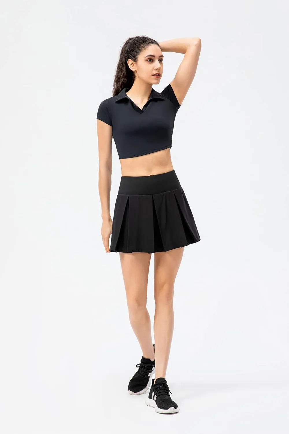 Amxiway Women's Pleated Tennis Skirts with Shorts Mini Plaid Golf Skort High Waisted Skorts Athletic Workout Skater Skirt