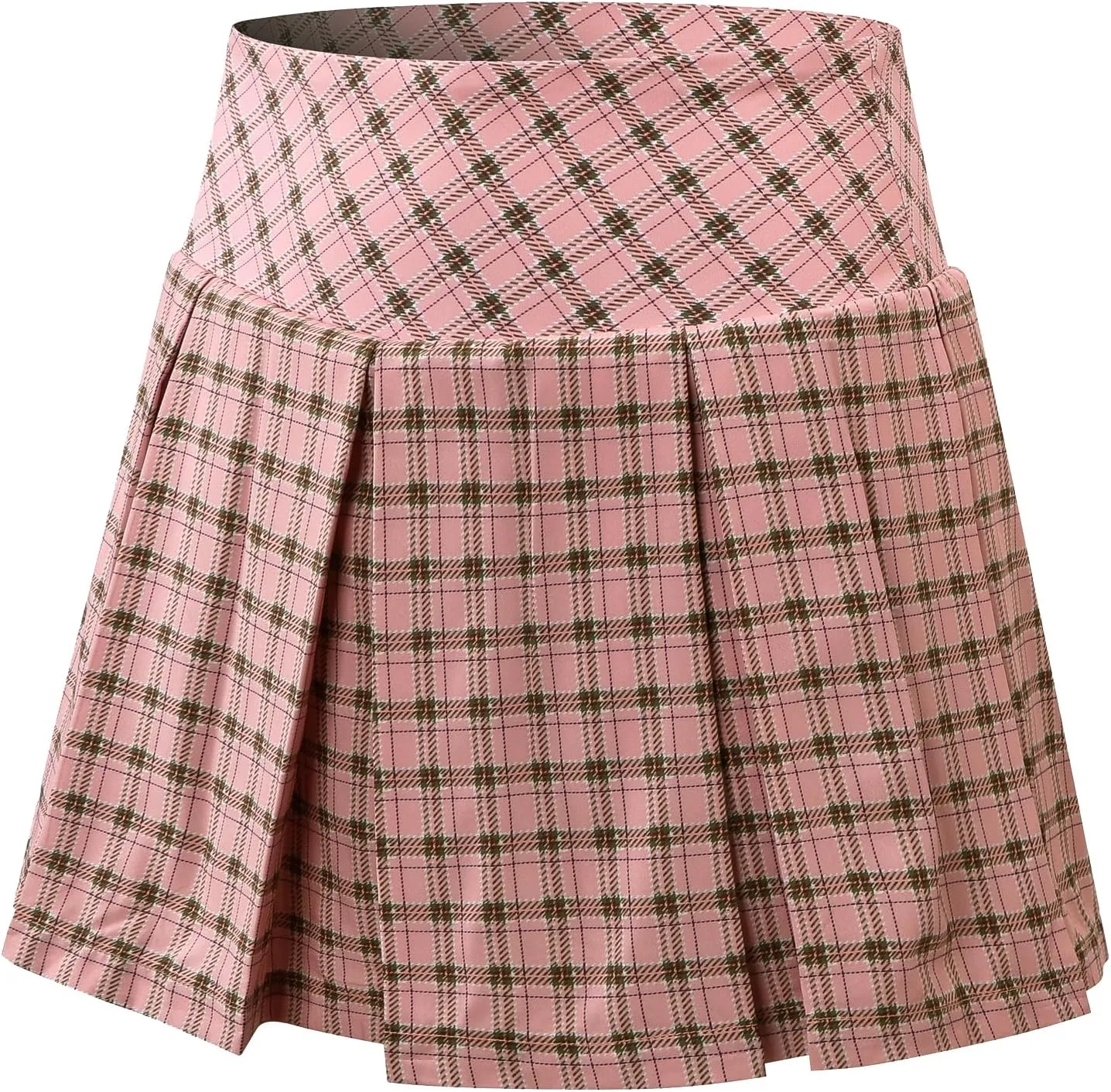 Amxiway Women's Pleated Tennis Skirts with Shorts Mini Plaid Golf Skort High Waisted Skorts Athletic Workout Skater Skirt