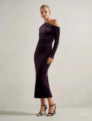 Angelina Asym Velvet Bodycon Dress