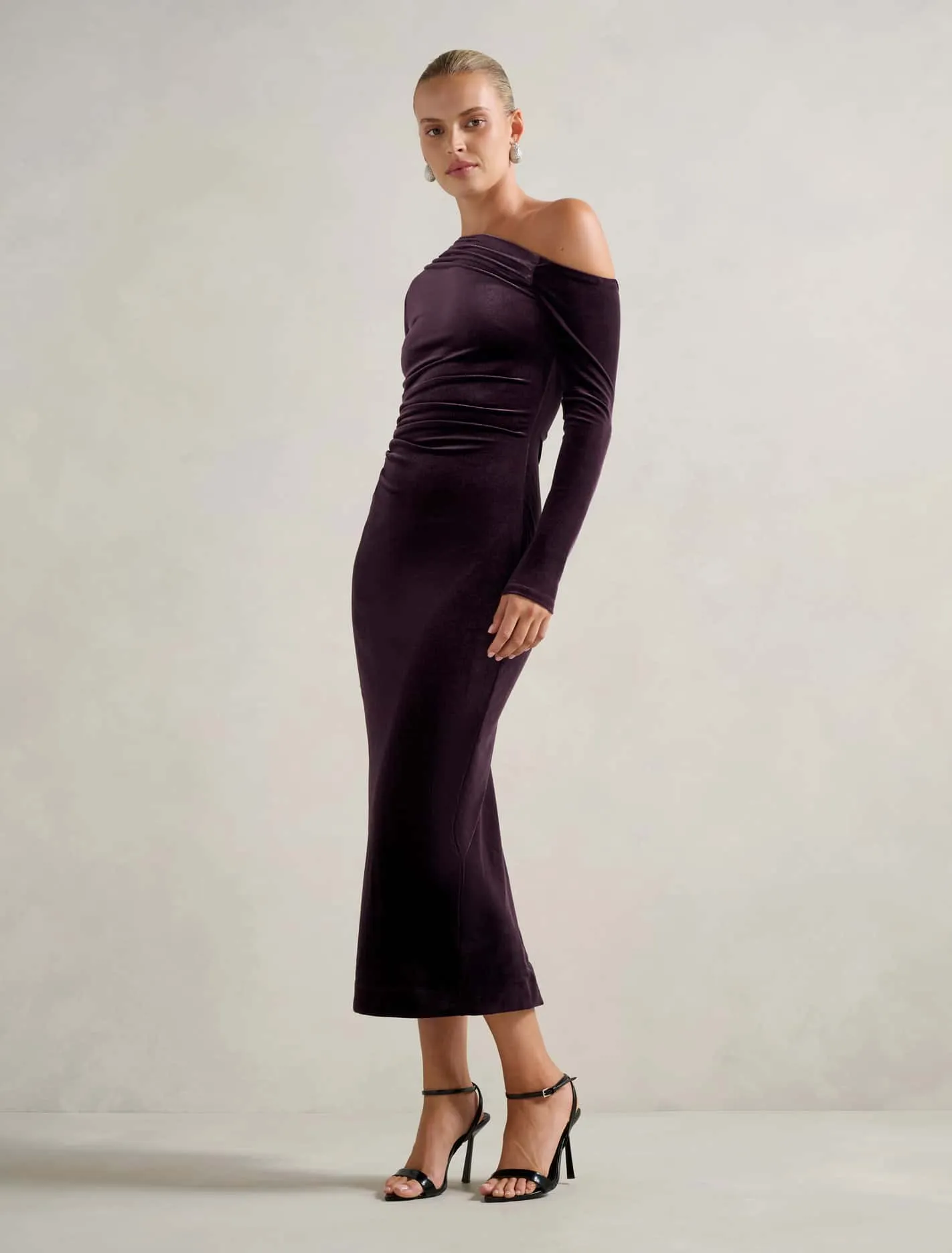 Angelina Asym Velvet Bodycon Dress