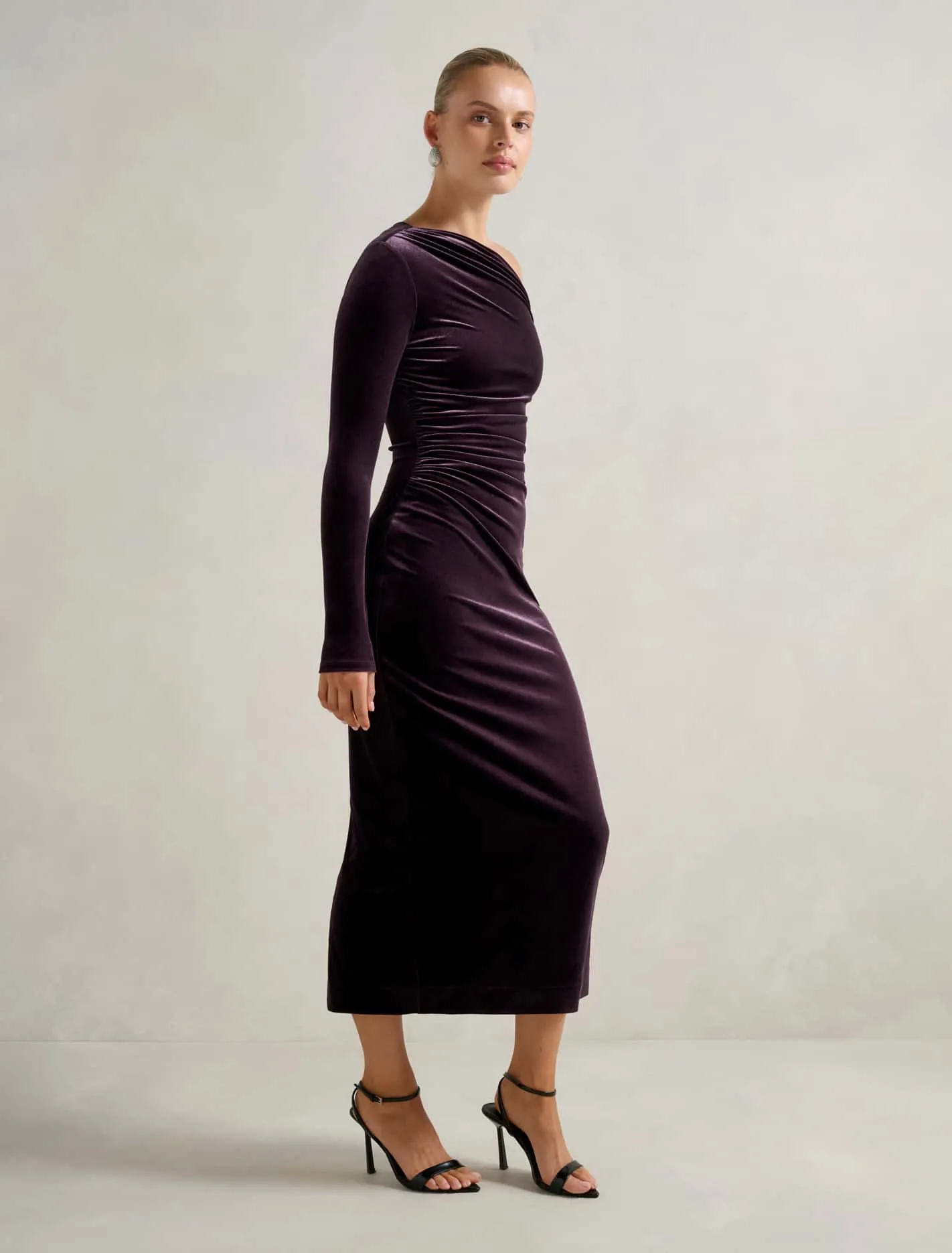 Angelina Asym Velvet Bodycon Dress