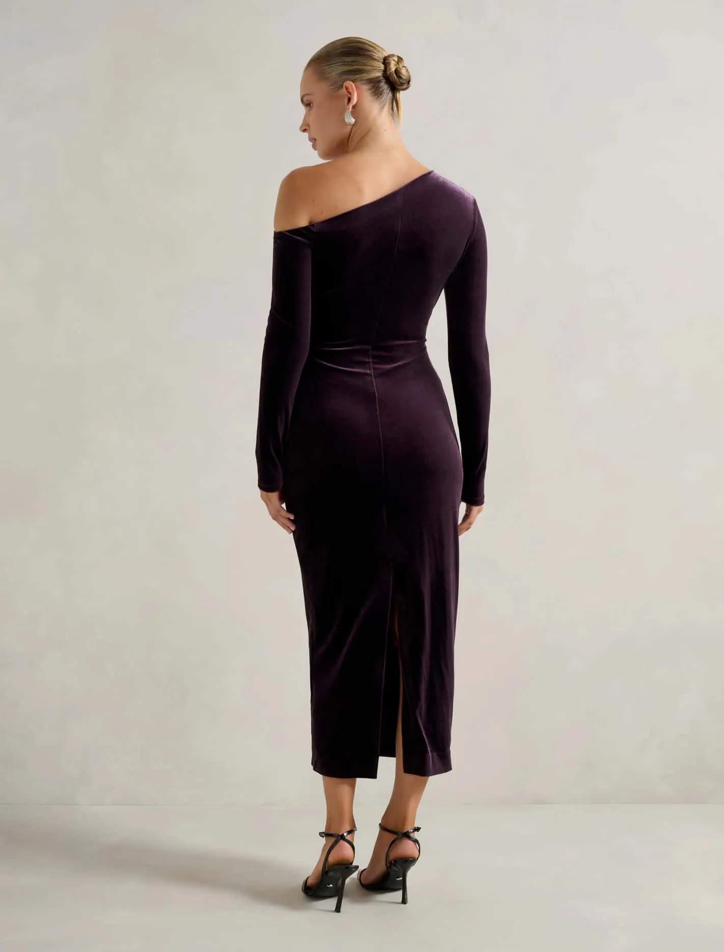 Angelina Asym Velvet Bodycon Dress