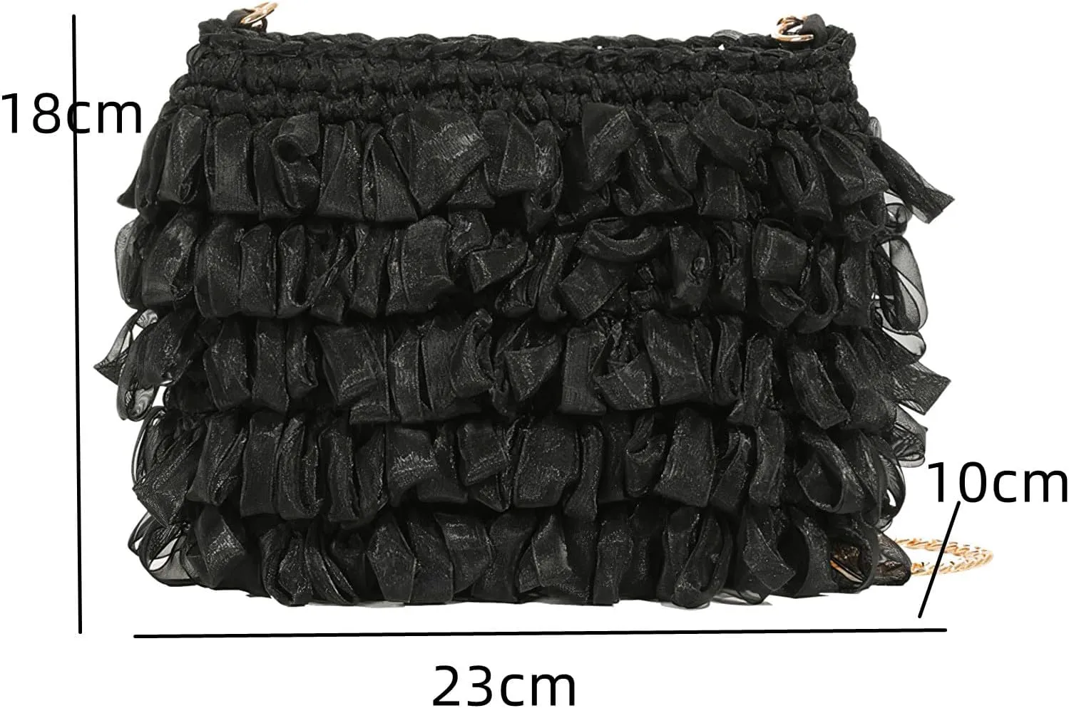 ANUFER Women's Braided Shoulder Bag Organza Pleated Summer Bag with Chain Strap
