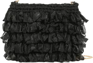 ANUFER Women's Braided Shoulder Bag Organza Pleated Summer Bag with Chain Strap