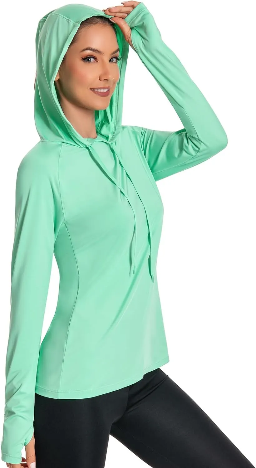 BASSDASH Womens UPF 50  Hiking Fishing Hoodie UV Shirt Long Sleeve Outdoor Activewear Breathable Lightweight Stretch