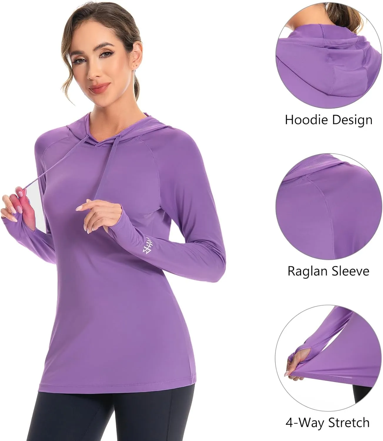 BASSDASH Womens UPF 50  Hiking Fishing Hoodie UV Shirt Long Sleeve Outdoor Activewear Breathable Lightweight Stretch
