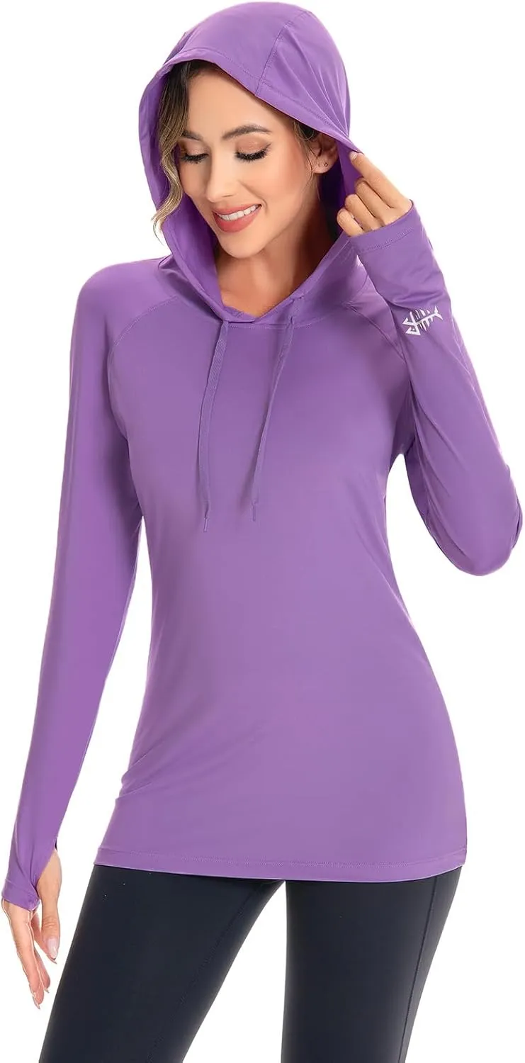 BASSDASH Womens UPF 50  Hiking Fishing Hoodie UV Shirt Long Sleeve Outdoor Activewear Breathable Lightweight Stretch