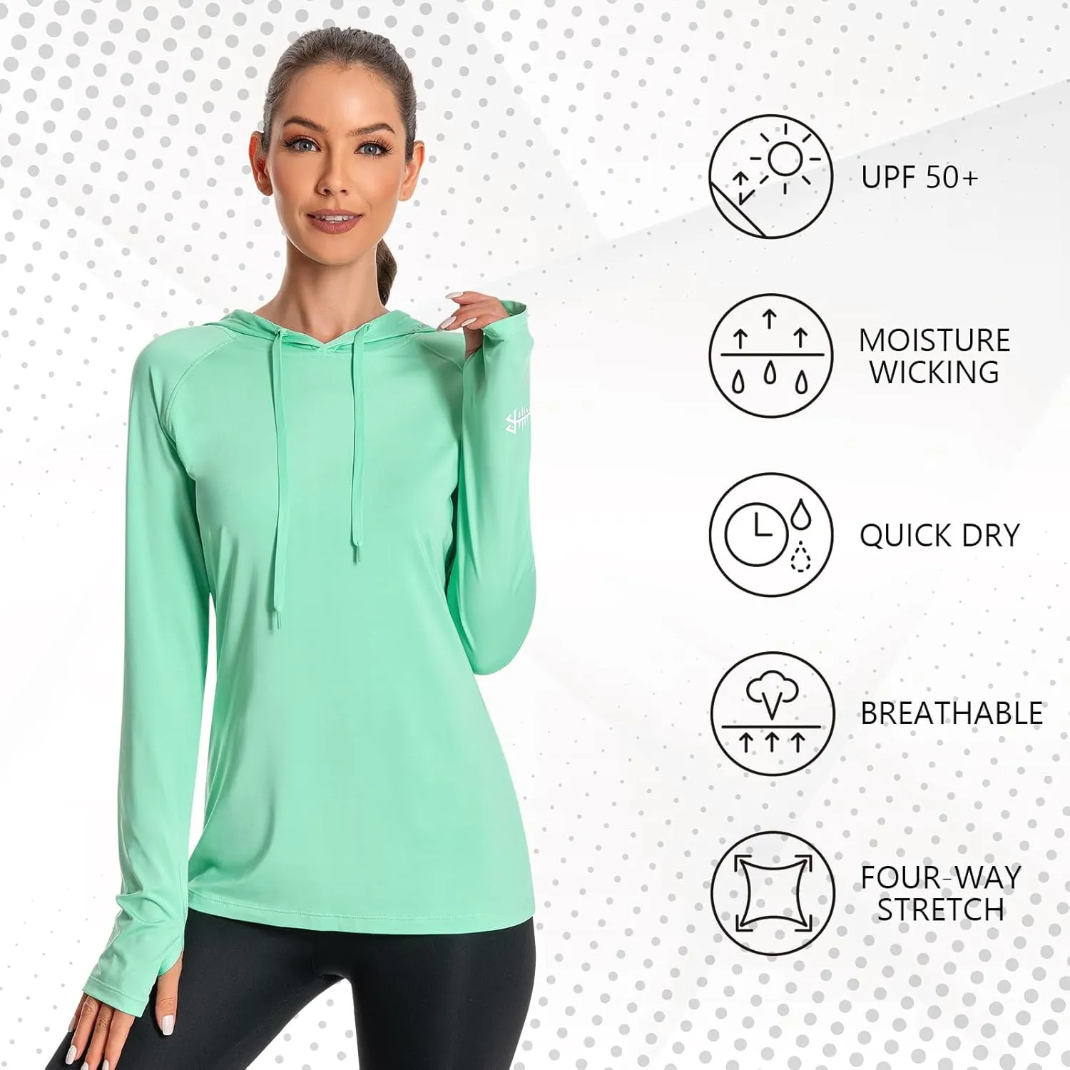 BASSDASH Womens UPF 50  Hiking Fishing Hoodie UV Shirt Long Sleeve Outdoor Activewear Breathable Lightweight Stretch