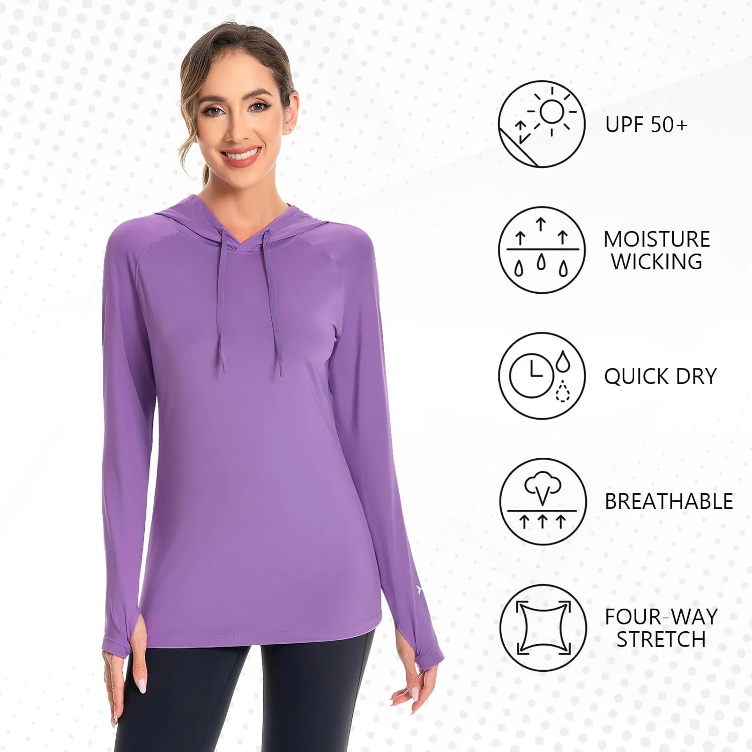 BASSDASH Womens UPF 50  Hiking Fishing Hoodie UV Shirt Long Sleeve Outdoor Activewear Breathable Lightweight Stretch