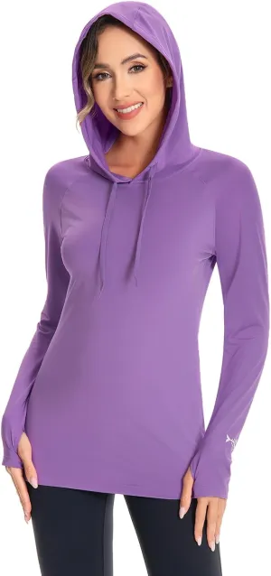 BASSDASH Womens UPF 50  Hiking Fishing Hoodie UV Shirt Long Sleeve Outdoor Activewear Breathable Lightweight Stretch