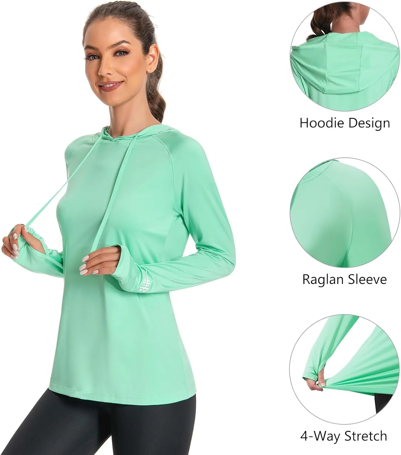 BASSDASH Womens UPF 50  Hiking Fishing Hoodie UV Shirt Long Sleeve Outdoor Activewear Breathable Lightweight Stretch