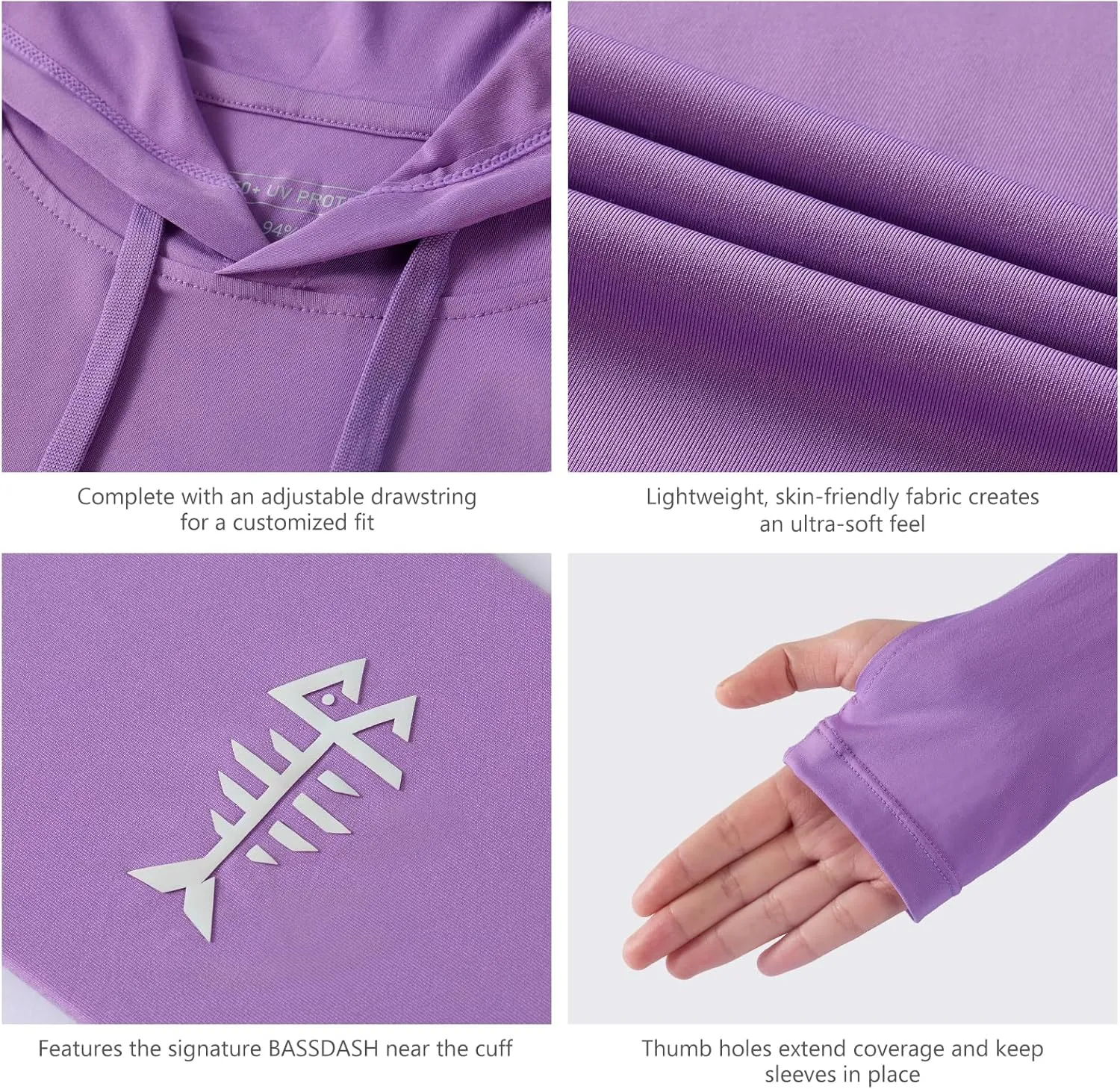 BASSDASH Womens UPF 50  Hiking Fishing Hoodie UV Shirt Long Sleeve Outdoor Activewear Breathable Lightweight Stretch