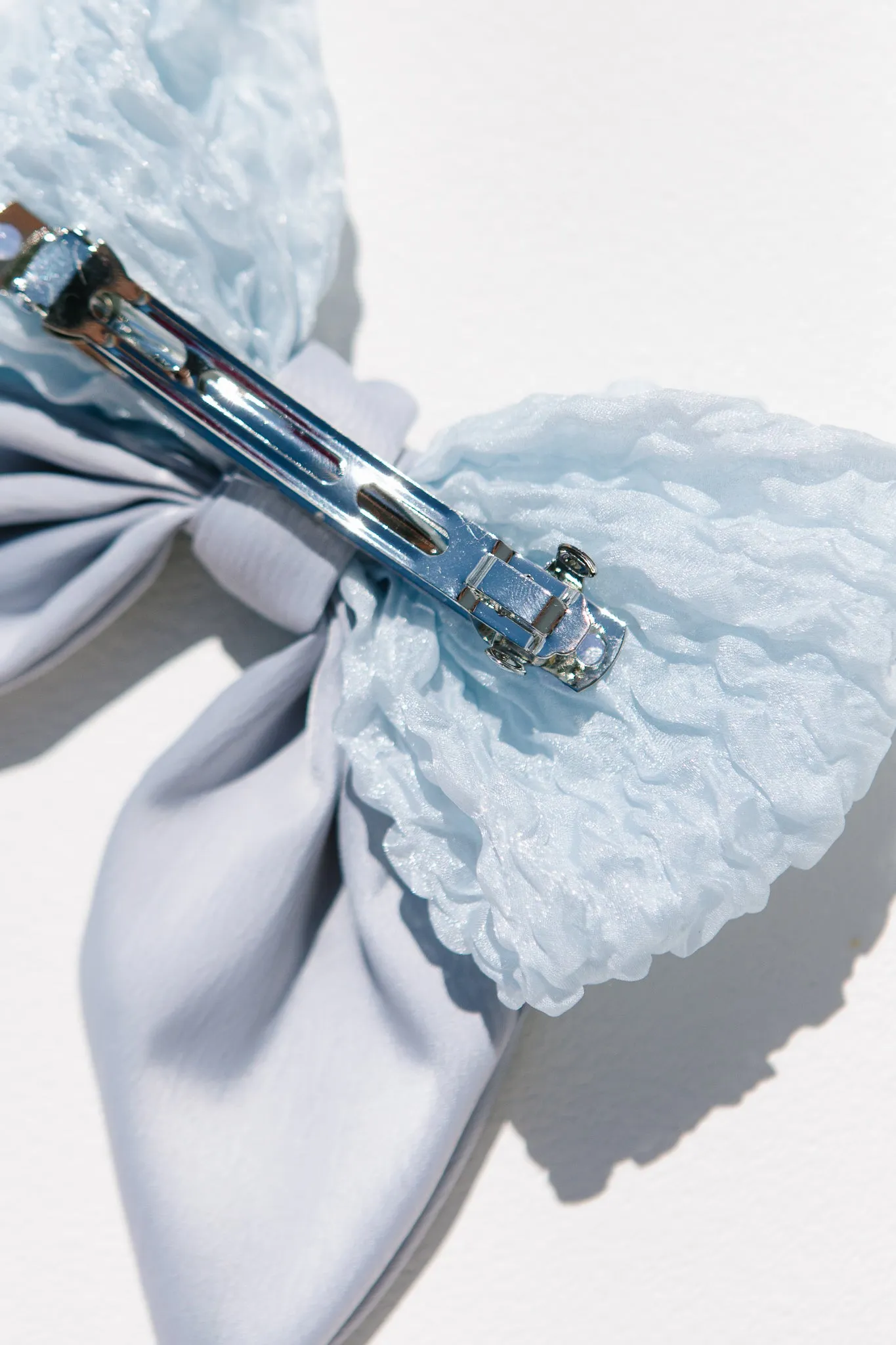 Blue Crinkle Bow Clip