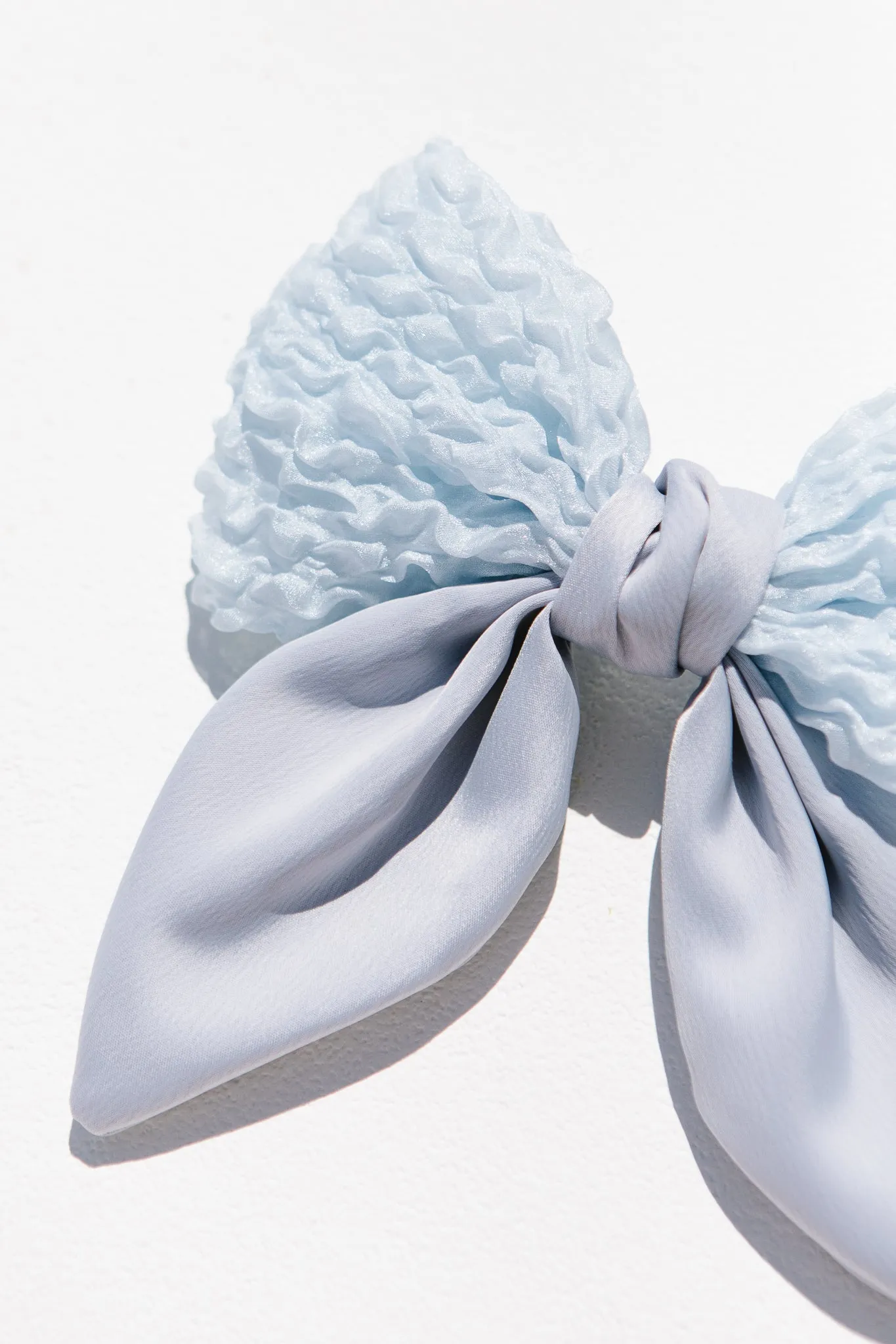 Blue Crinkle Bow Clip