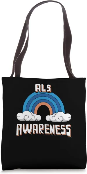 Blue Rainbow ALS Awareness Heart Tote Bag