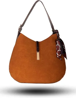 Brown Suede Crossbody Purse for Women  Soft Vegan Shoulder Bag with Tassel  Lightweight Casual Hobo Tote for Daily Use, Travel, Gifts