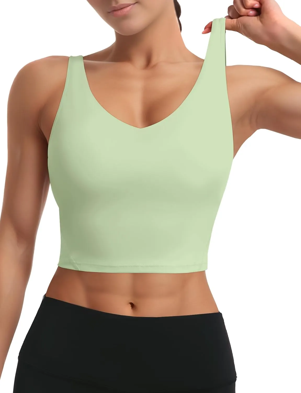 Buauty Sports Bras for Women Longline Wirefree Padded High Support, Workout Tank Crop Tops Built in Bra for Women