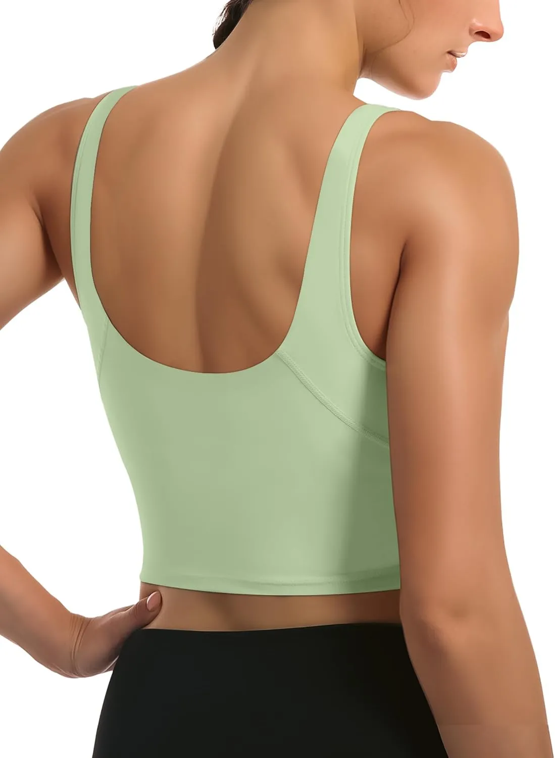 Buauty Sports Bras for Women Longline Wirefree Padded High Support, Workout Tank Crop Tops Built in Bra for Women