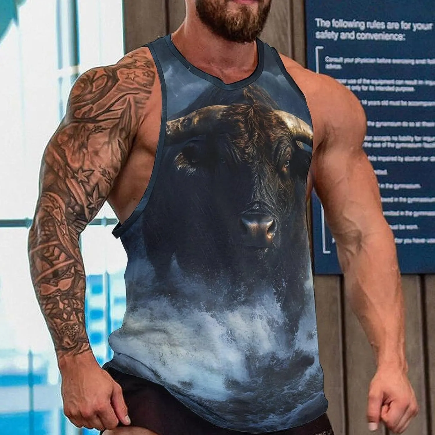 Bull in Storm Men's Activewear Tank Tops Gym Sleeveless Muscle T Shirts Workout Tees Vest