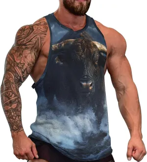 Bull in Storm Men's Activewear Tank Tops Gym Sleeveless Muscle T Shirts Workout Tees Vest