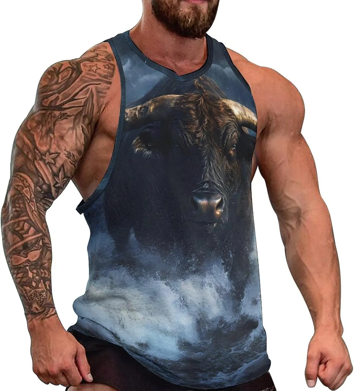 Bull in Storm Men's Activewear Tank Tops Gym Sleeveless Muscle T Shirts Workout Tees Vest