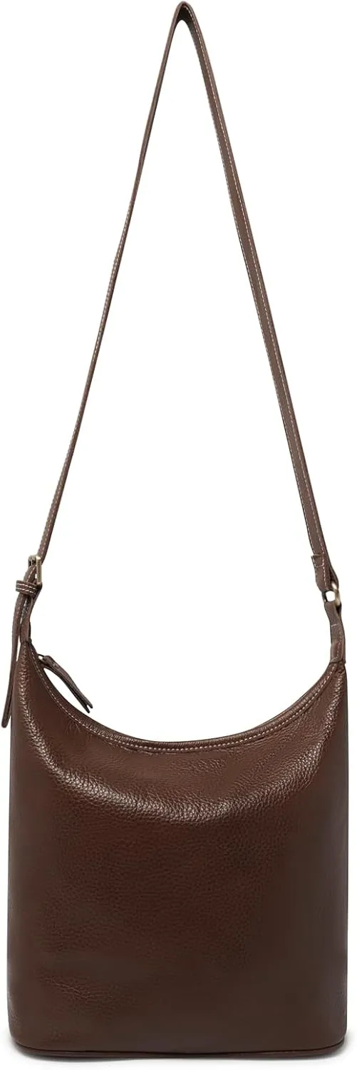 Classic Leather Hobo Shoulder Bag Leather Adjustable Strap Minimalist Style Genuine Cowhide Perfect for Everyday Use