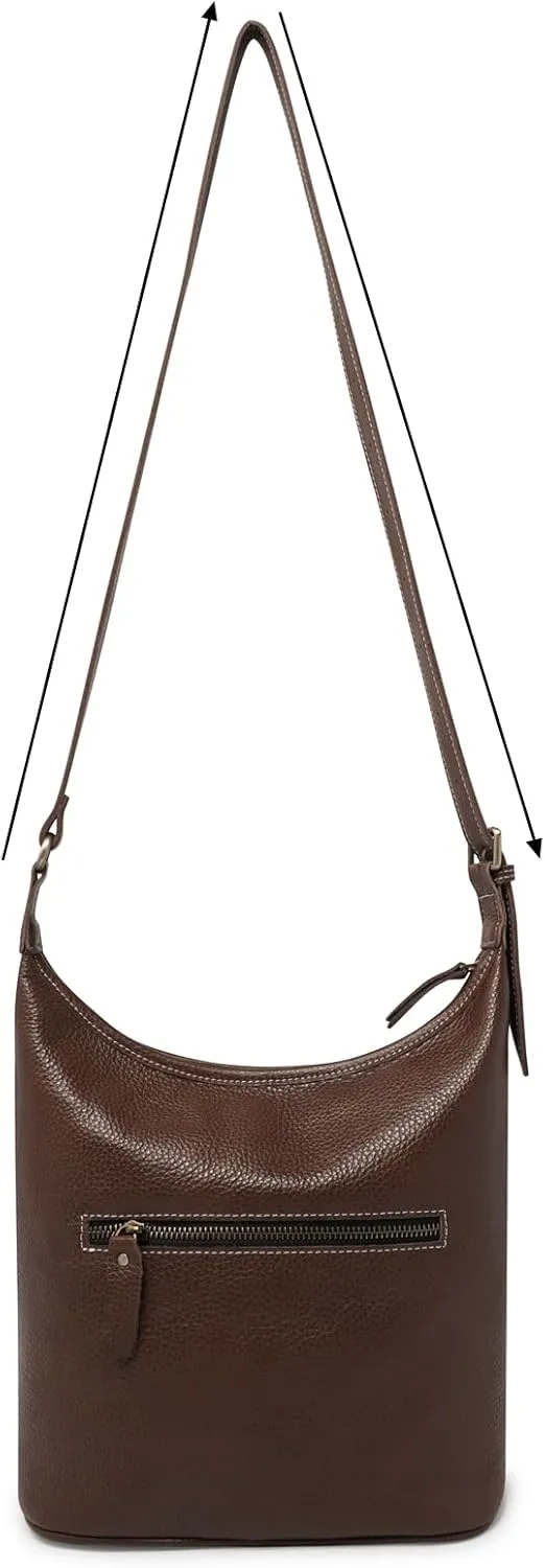 Classic Leather Hobo Shoulder Bag Leather Adjustable Strap Minimalist Style Genuine Cowhide Perfect for Everyday Use