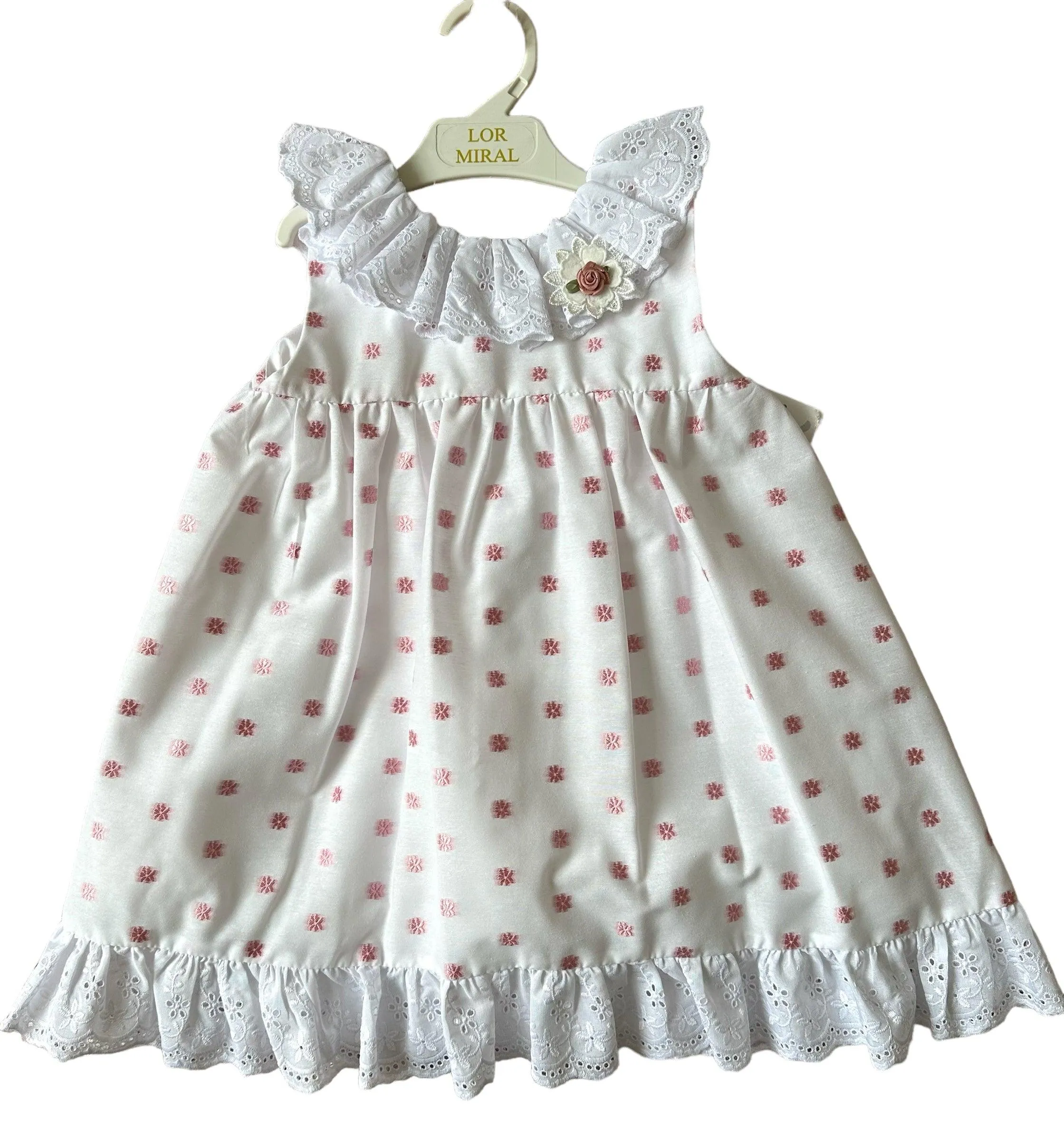 CLEARANCE SALE - Lor Miral SS24 - Girls White & Pink Summer Dress