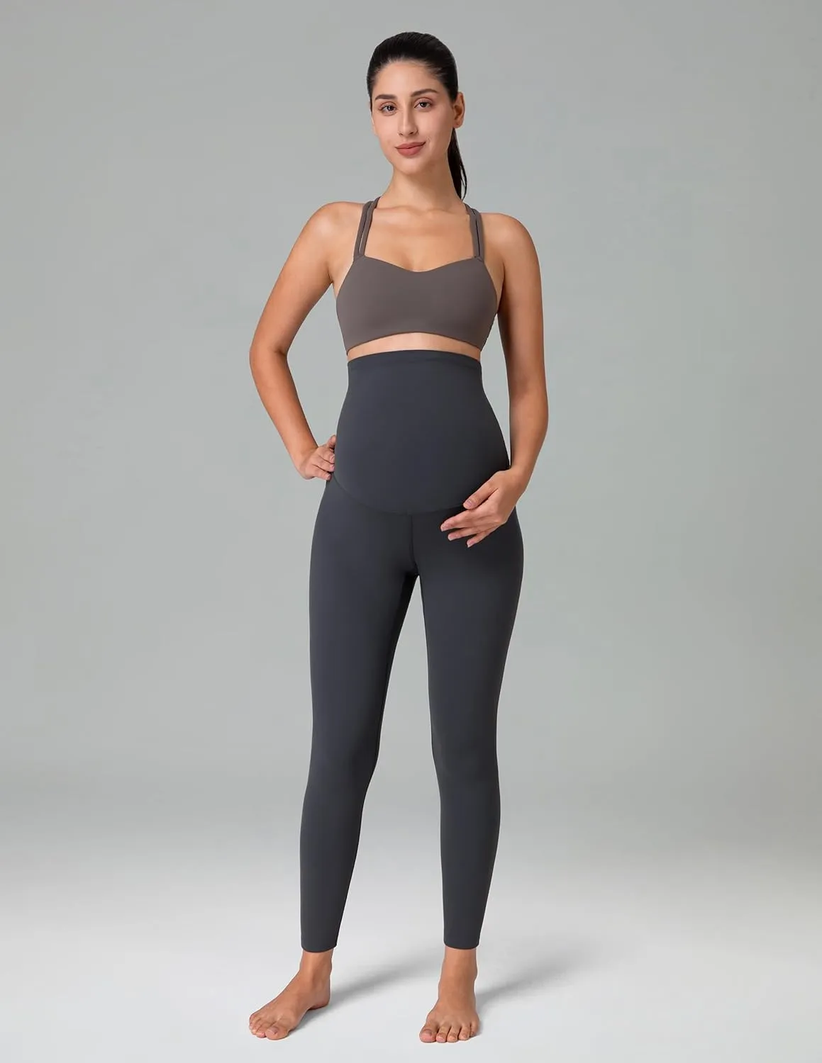 Colorfulkoala Womens Dreamlux Maternity Leggings Over The Belly 25" / 28" Inseam Soft Workout Activewear Yoga Pregnancy Pants
