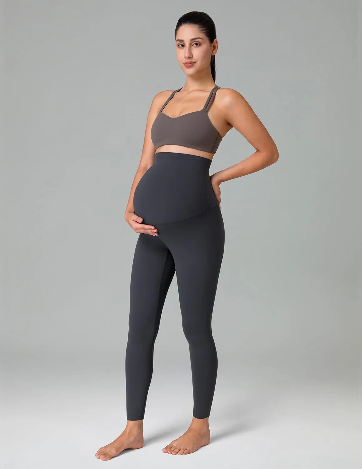 Colorfulkoala Womens Dreamlux Maternity Leggings Over The Belly 25" / 28" Inseam Soft Workout Activewear Yoga Pregnancy Pants