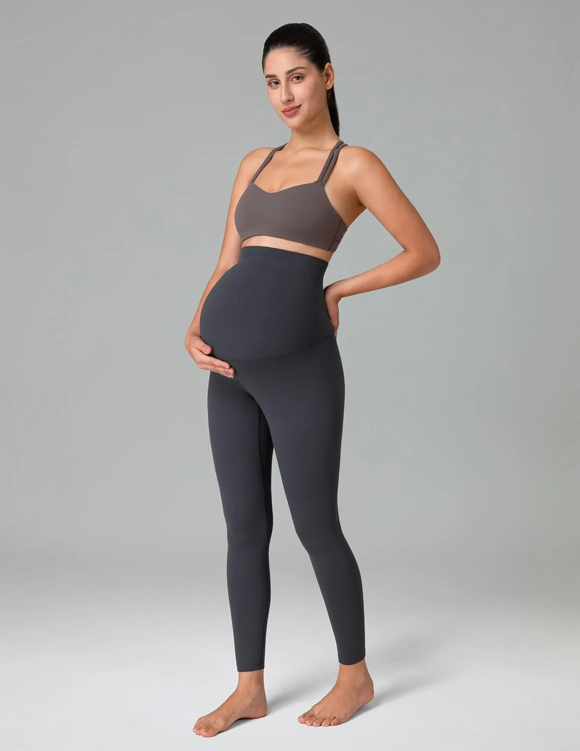 Colorfulkoala Womens Dreamlux Maternity Leggings Over The Belly 25" / 28" Inseam Soft Workout Activewear Yoga Pregnancy Pants