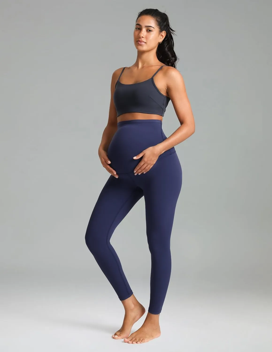 Colorfulkoala Womens Dreamlux Maternity Leggings Over The Belly 25" / 28" Inseam Soft Workout Activewear Yoga Pregnancy Pants