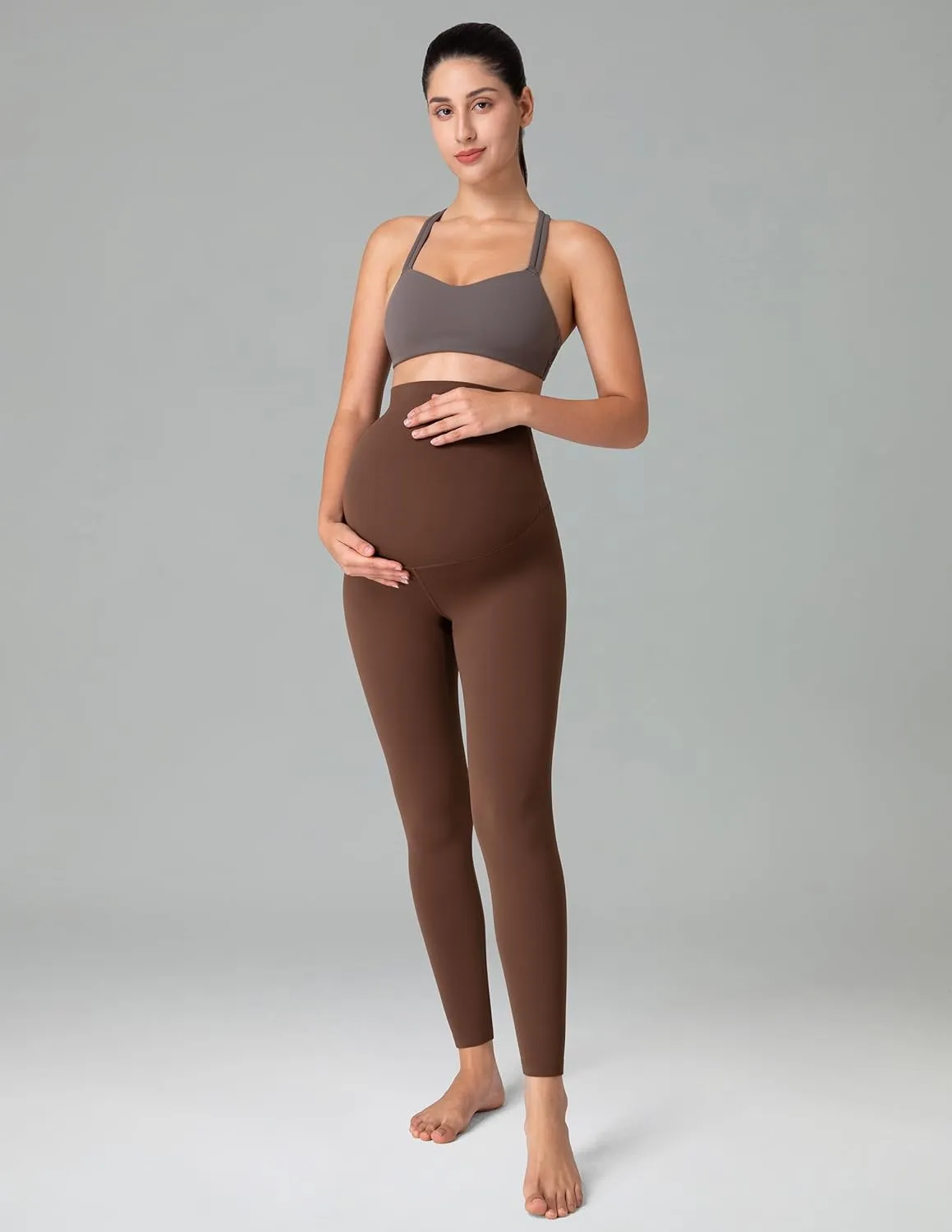 Colorfulkoala Womens Dreamlux Maternity Leggings Over The Belly 25" / 28" Inseam Soft Workout Activewear Yoga Pregnancy Pants