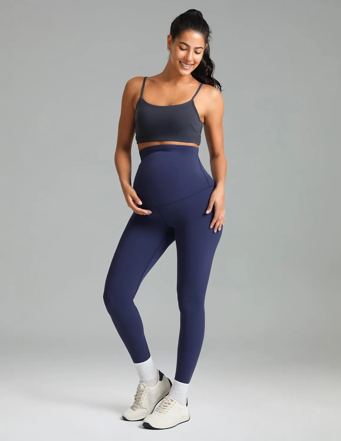 Colorfulkoala Womens Dreamlux Maternity Leggings Over The Belly 25" / 28" Inseam Soft Workout Activewear Yoga Pregnancy Pants