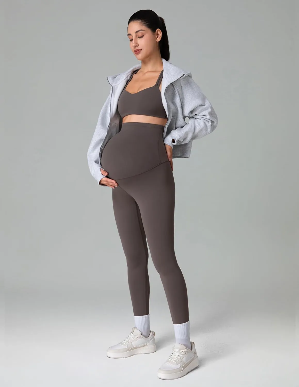 Colorfulkoala Womens Dreamlux Maternity Leggings Over The Belly 25" / 28" Inseam Soft Workout Activewear Yoga Pregnancy Pants