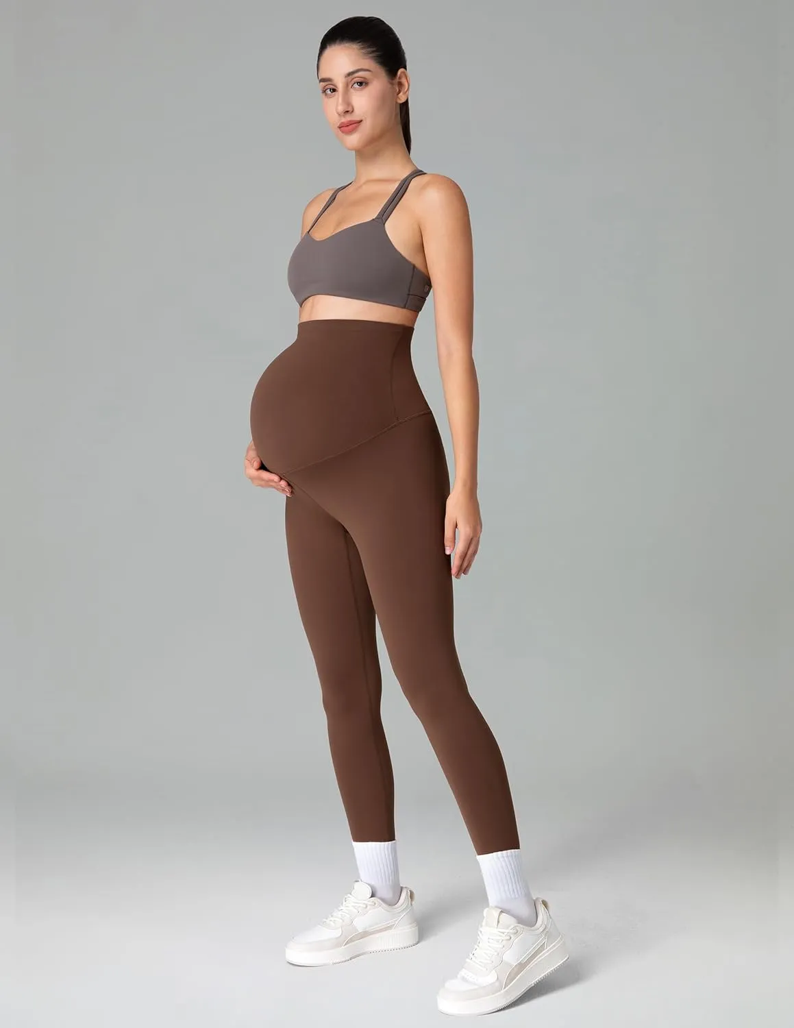 Colorfulkoala Womens Dreamlux Maternity Leggings Over The Belly 25" / 28" Inseam Soft Workout Activewear Yoga Pregnancy Pants