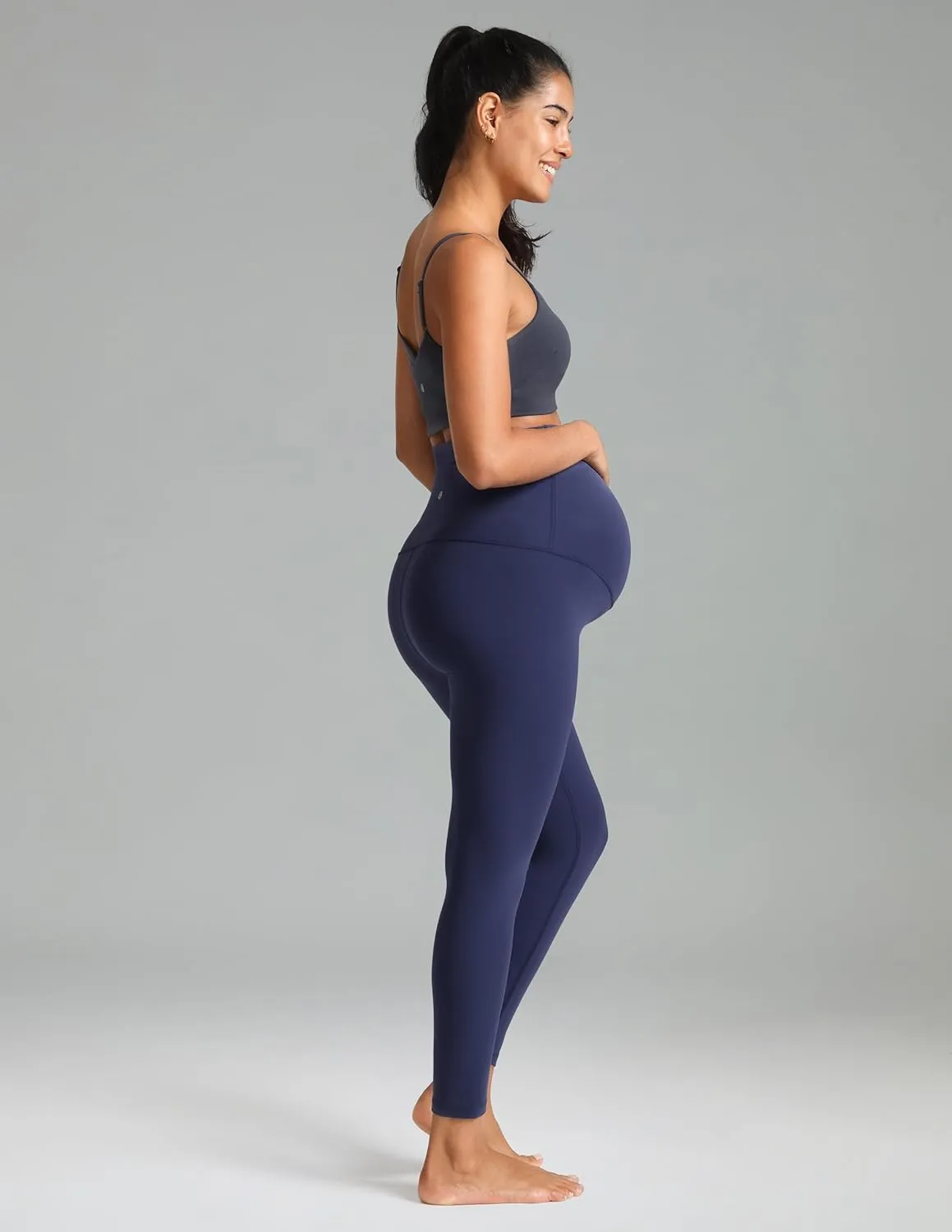 Colorfulkoala Womens Dreamlux Maternity Leggings Over The Belly 25" / 28" Inseam Soft Workout Activewear Yoga Pregnancy Pants