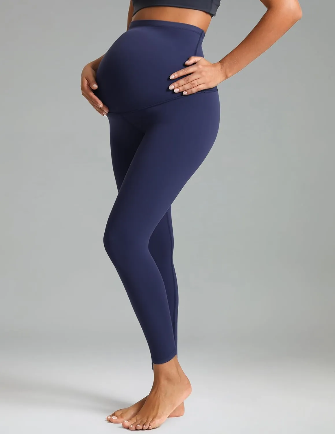 Colorfulkoala Womens Dreamlux Maternity Leggings Over The Belly 25" / 28" Inseam Soft Workout Activewear Yoga Pregnancy Pants