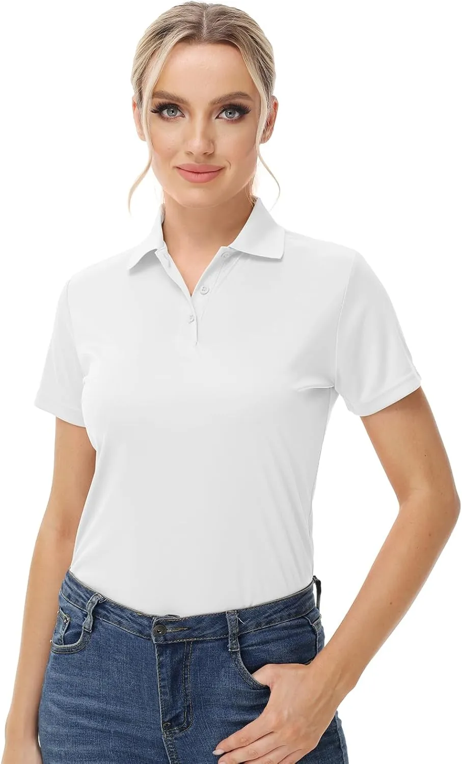 Corna Women's Golf Polo Shirts Collared Short Sleeve Tennis Tops Dry Fit Moisture Wicking Sun Protection T-Shirt UPF 50 