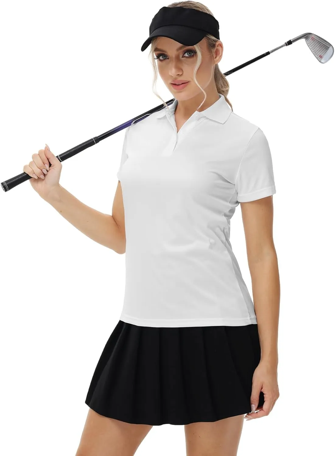 Corna Women's Golf Polo Shirts Collared Short Sleeve Tennis Tops Dry Fit Moisture Wicking Sun Protection T-Shirt UPF 50 